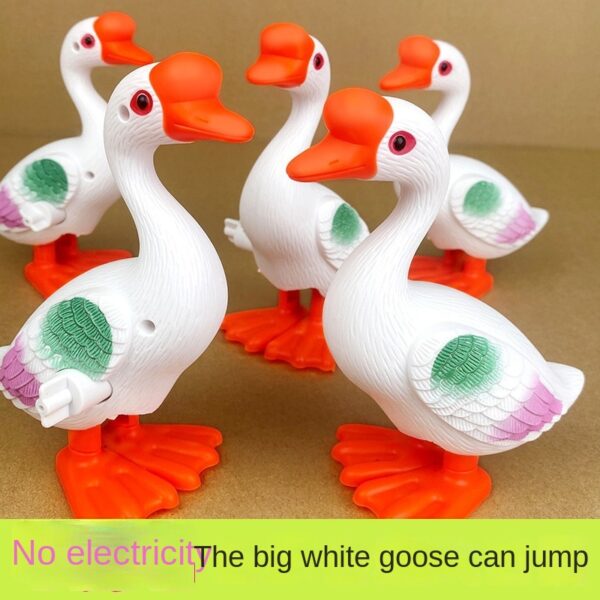 Clockwork Big White Goose Children's Toy Simulation Animal Jumping Swan Educational Toy That Can Run By Winding